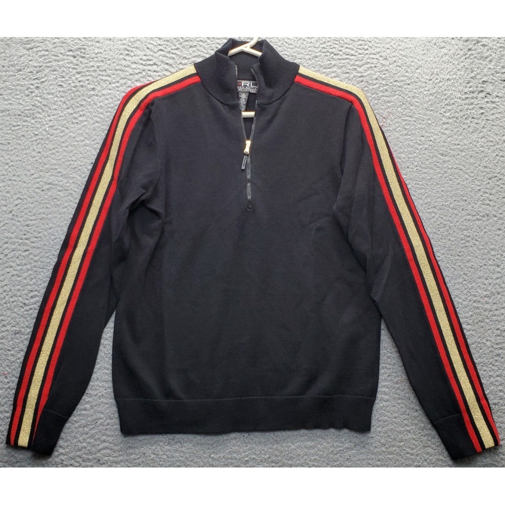 Lauren Active Ralph Lauren 1/4 Zip Pullover Sweater Womens Medium Black Stretch